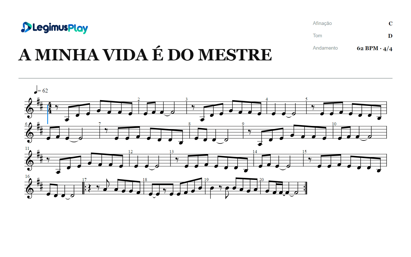 Partitura de demonstração de DIZ